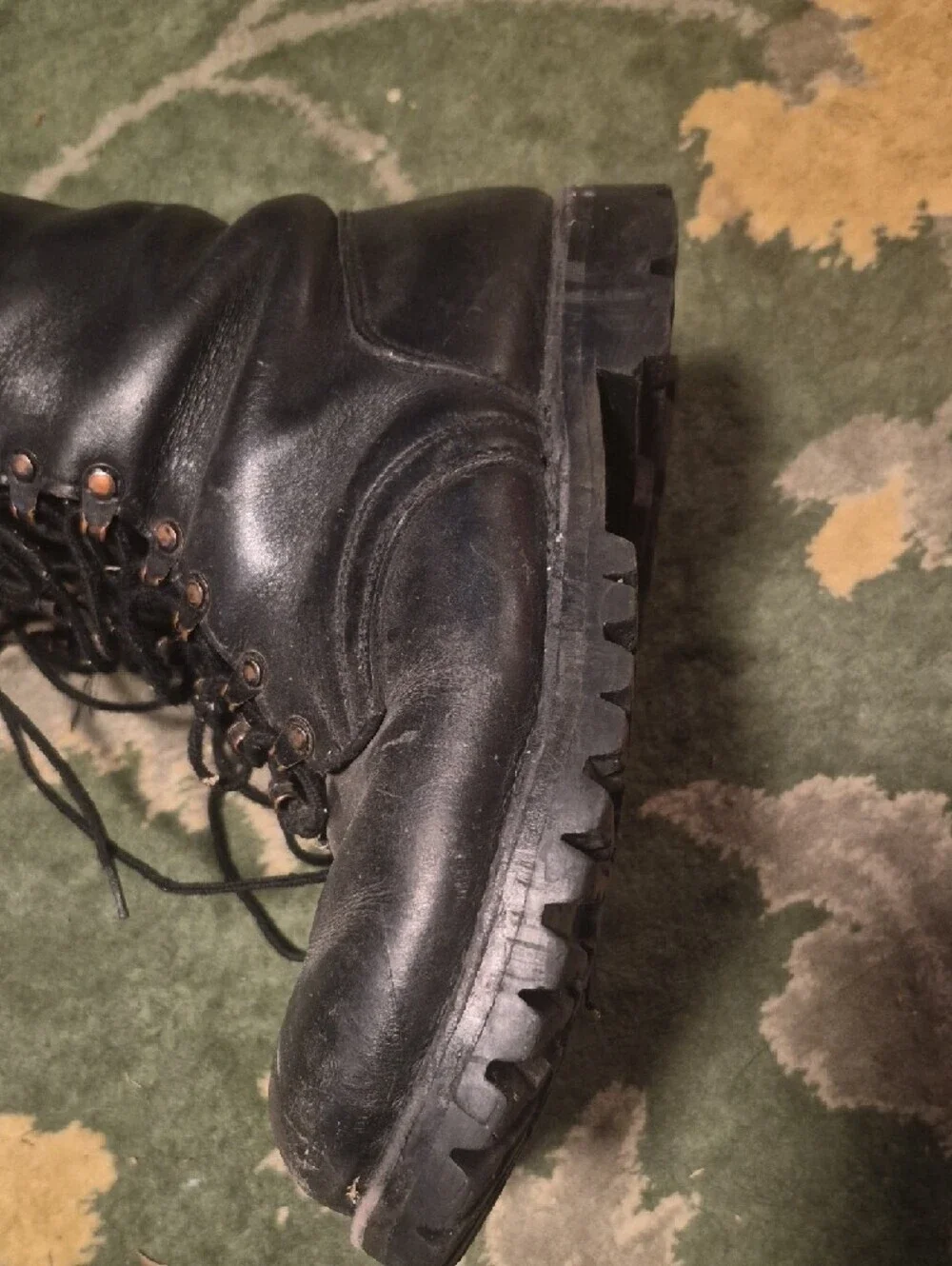 Men's Black Leather Lace-Up Work Boots